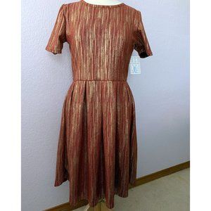 LuLaRoe Elegant Amelia dress NWT red gold foil XL